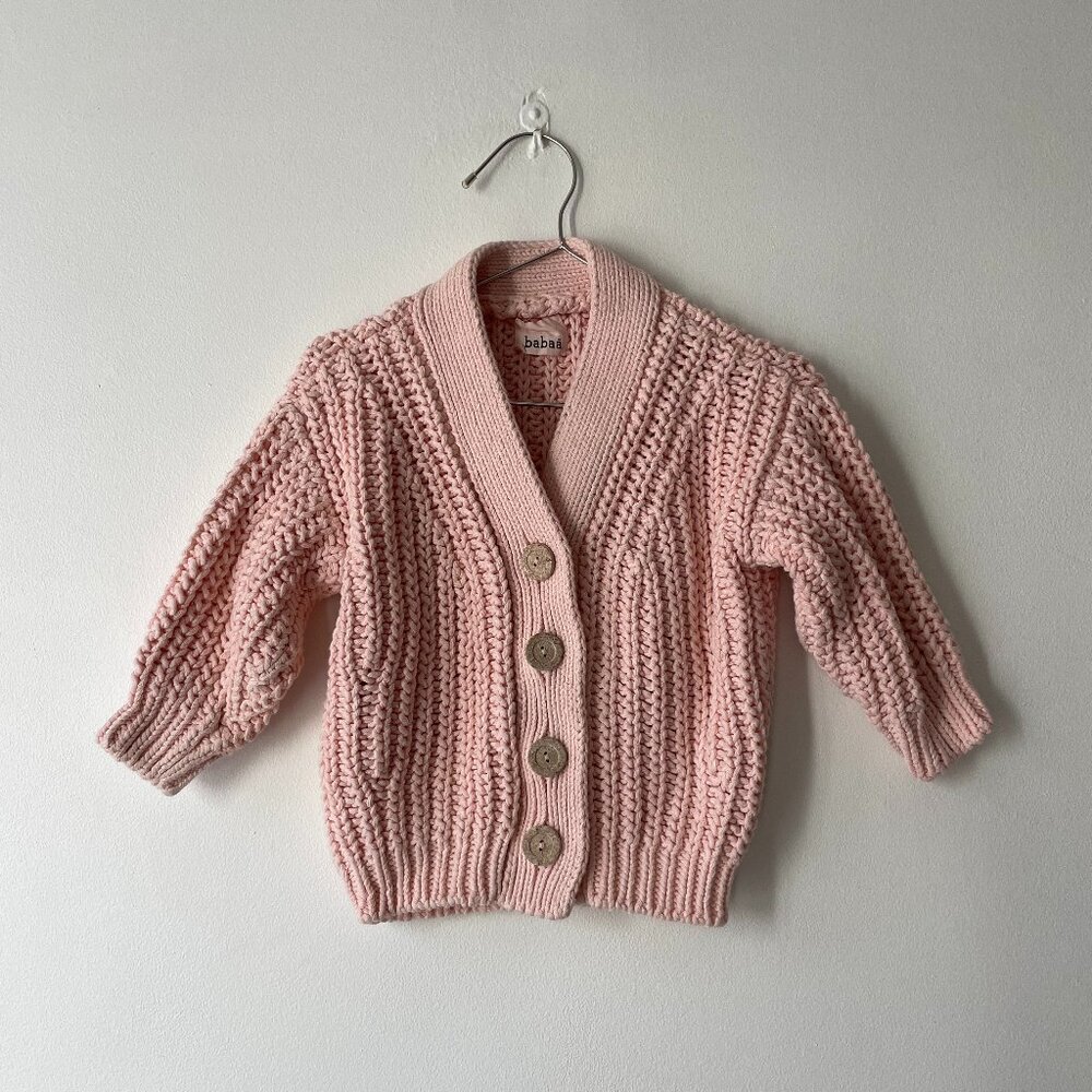 babaa kids no18 cardigan in petal plum | size 4